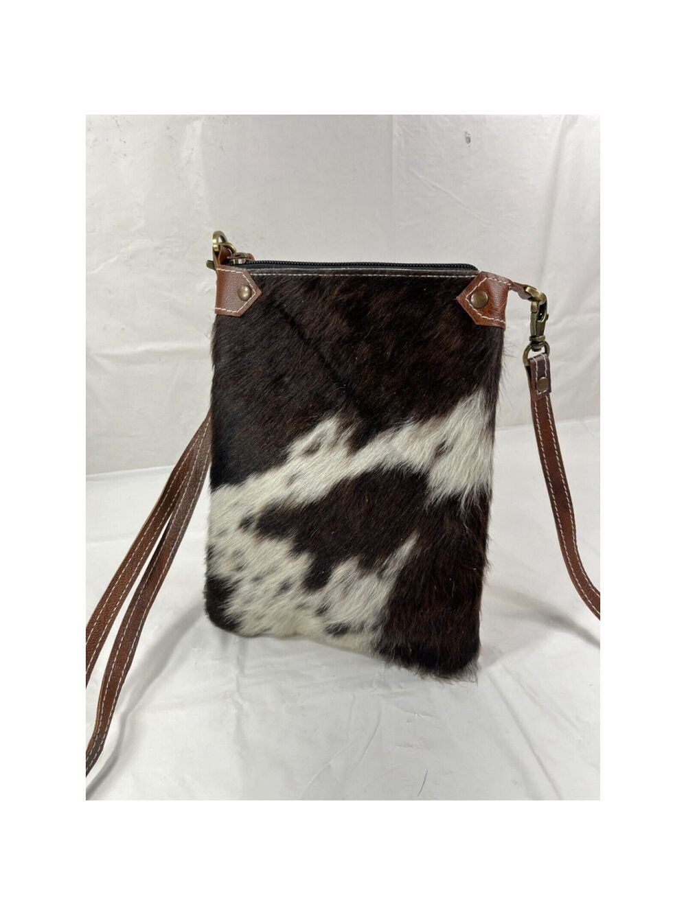Creative Co-op Crossbody Goat Hair Purse Womens